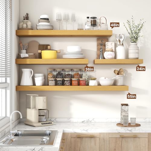 Floating Shelves 47.2" W x 10.3" D Oak Set of 2 (2 Count)
