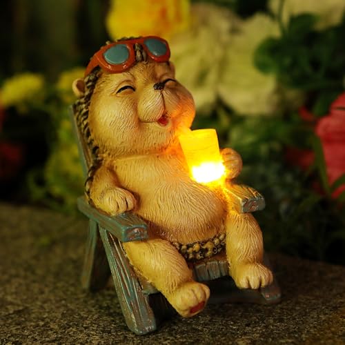 Hedgehog Statue Outdoor Solar Garden Decor for Outside Lawn Yard Patio