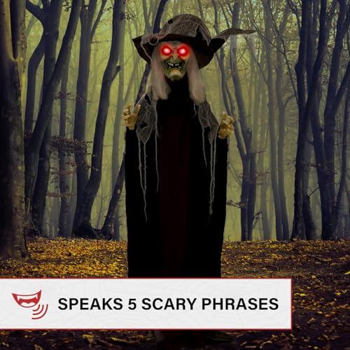 Life Size Poseable Scary Talking Witch (75" Standing Witch)