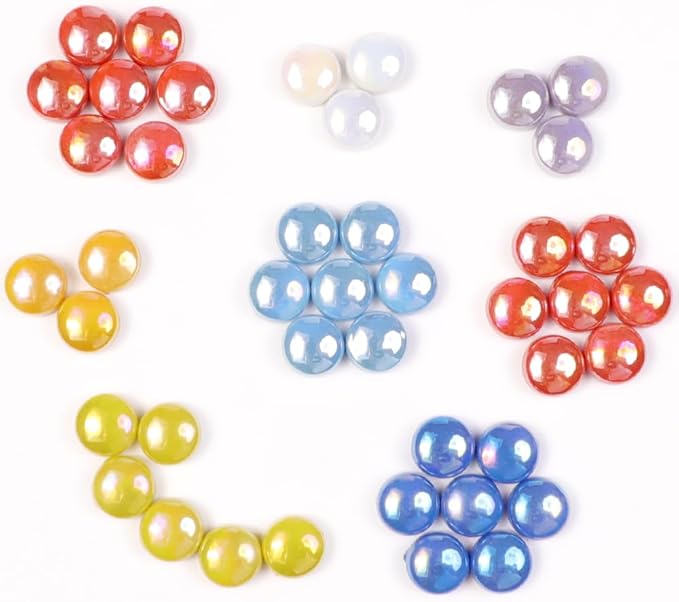 12mm Round Mosaic Tiles for Crafts, 200g Iridescent Recycled Glass Mosaic Pieces for Art Supplies, DIY Mosaic Making Kit for Hobbies & Art (Irisident Mix)