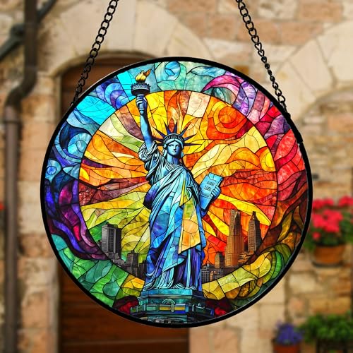 Statue of Liberty Stained Glass Window Hanging Suncatcher Gifts 6.3"