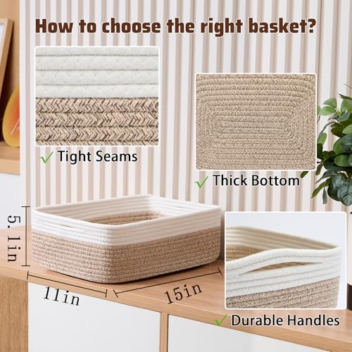 Large Shallow Organizing Baskets 15x11x5.1 Inches (4 Count)