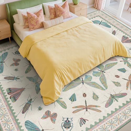 Green Butterfly Rugs for Girls Bedroom (80 Sq Ft)