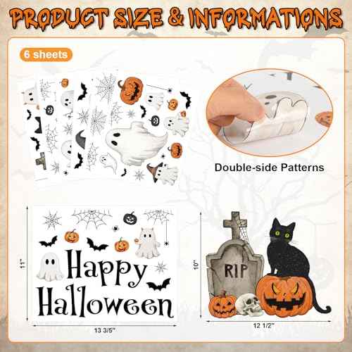 Vintage Halloween Window Clings 6 Sheets (6 Count)