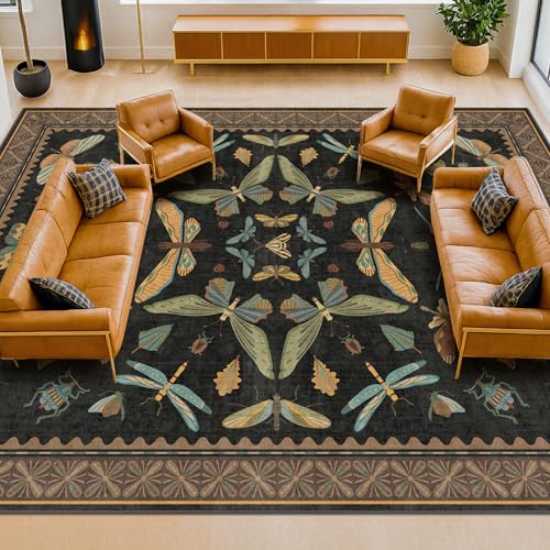 Large Black Rug for Living Room (108 Sq Ft)