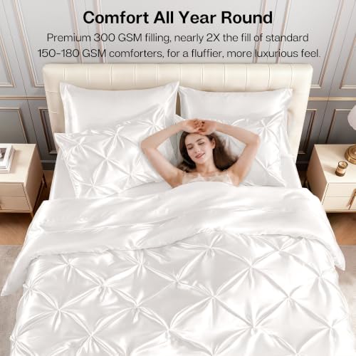Satin Queen Comforter Set Ivory