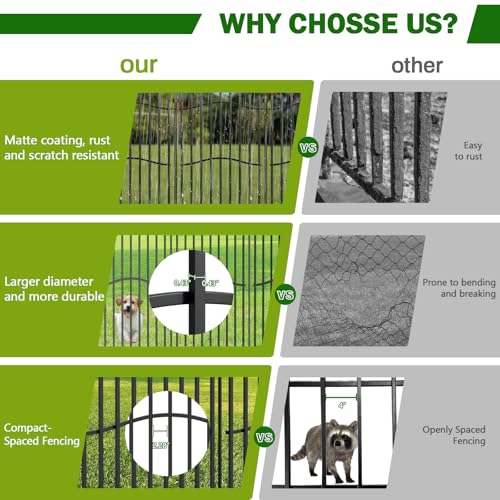 No Dig Garden Fence 48" H x 18'L with Gate Decorative Yard Dog Panels (9.5 Sq Ft)