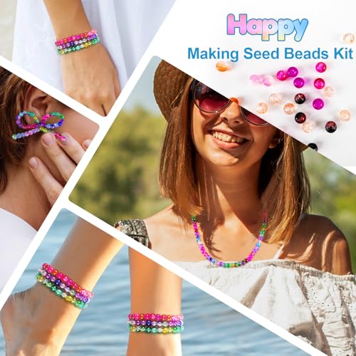 About 1200pcs 6mm Crack Glass Beads Bracelet Making Kit (1200 Count)