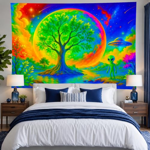 Blacklight Tapestry Alien Tree UV Backdrop 78 x 59 Inch