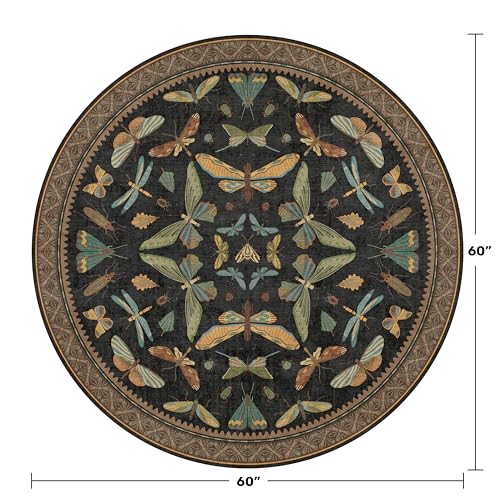 Black Boho 5ft Round Throw Rugs for Living Room (25 Sq Ft)