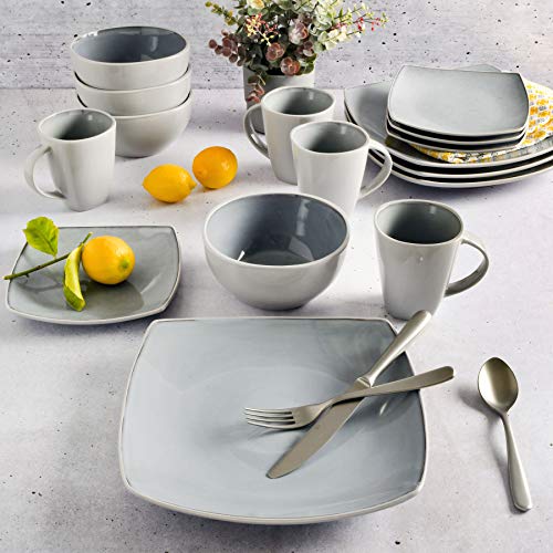 Soho Lounge Square Reactive Glaze Stoneware Dinnerware Set