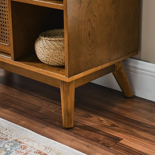 32" Mid Century Modern Rattan Sideboard Cabinet with 2 Sliding Doors