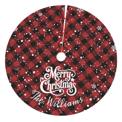 Custom Plaid Christmas Tree Skirt with Name