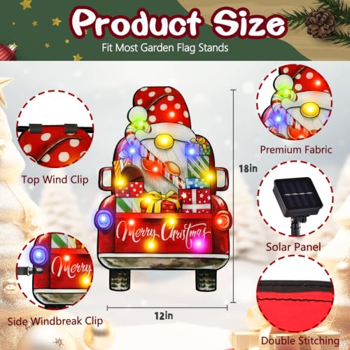 12x18 Lighted Christmas Dwarf Garden Flag
