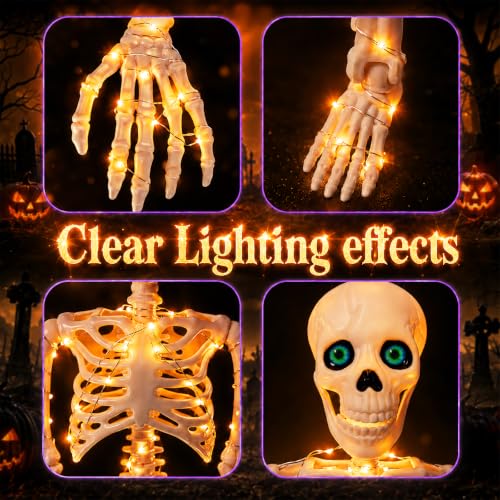 Purple & Orange Light Halloween Skeleton Decor (Orange Light & Purple Light)