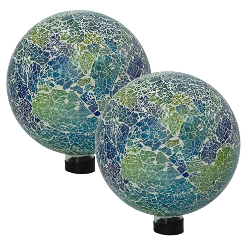 Sunnydaze 10" Mosaic Glass Gazing Ball for Garden (2 Count)