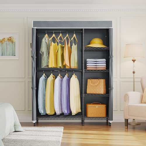 V7C Portable Closet for Hanging Clothes Heavy Duty Rack with Cover