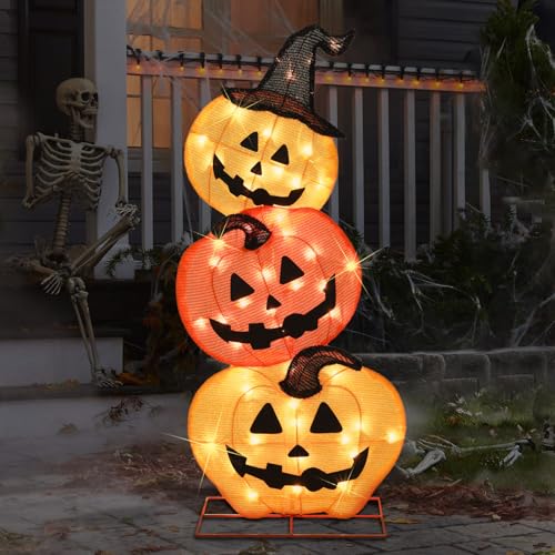 Halloween Lighted 3 Stacked Pumpkins