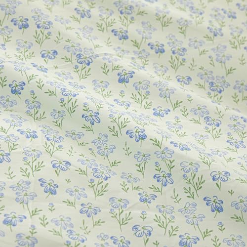Green Floral Comforter Set Twin XL Romantic Ruffled Comforter Blue Flower Bedding Comforter Set Soft Microfiber Floral Bedding Set Lightweight Fluffy Vintage Botanical Comforter for All