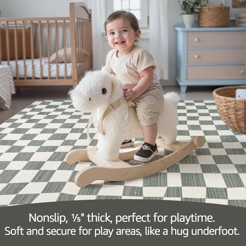 6x9 Area Rug Washable Modern Checkered Rug for Kids Room (54 Sq Ft)