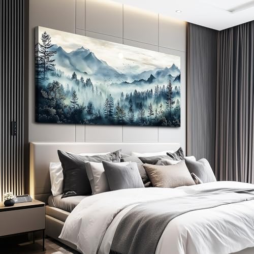 Canvas Wall Art For Living Room Large Wall Decor For Office Bedroom Decorations Foggy Forest Painting Artwork Room Wall Mural Aesthetic Home Decor 30x60 In