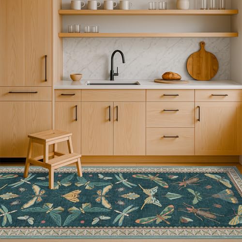 Brown and Green Kitchen Sink Runner Rug 2x6 (12 Sq Ft)
