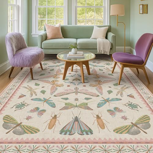 Washable 5x8 Light Pink Rug for Bedroom (40 Sq Ft)