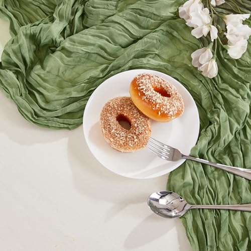 Sage Green Cheesecloth Table Runner 35×120Inch Fall Boho Wedding Home Decor (4.8 Ounce)