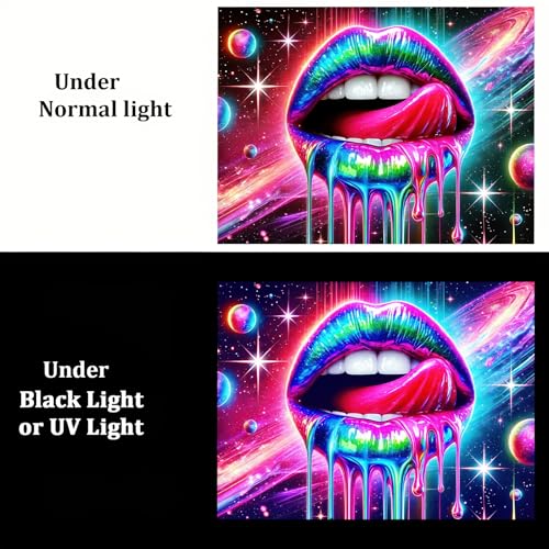 Blacklight Tapestry Rainbow Lips Neon Decor 78 x 59 Inch