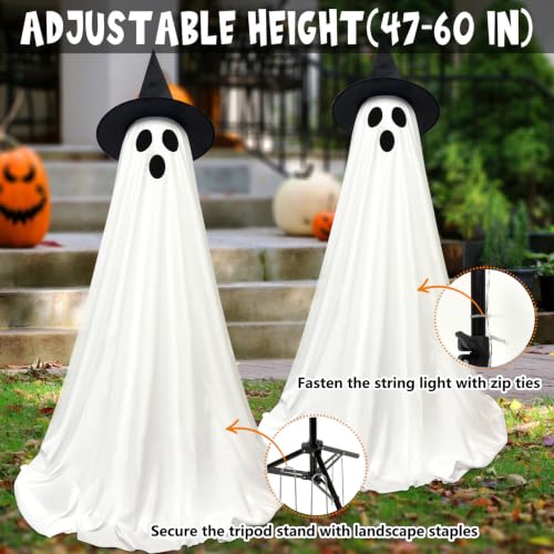 2Pack Halloween Ghost Decorations Outdoor with Remote Lights (2 Count)