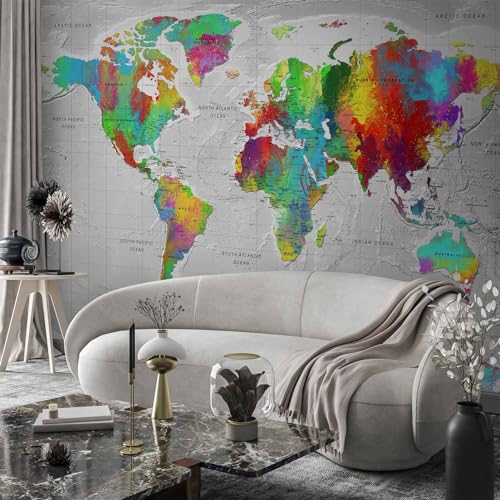 Wall Mural World Map 135x101 in (94.5 Sq Ft)