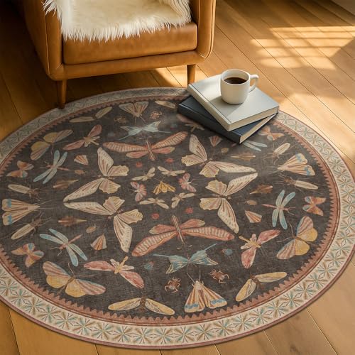Boho Brown Round Rug 5ft (19.63 Sq Ft)