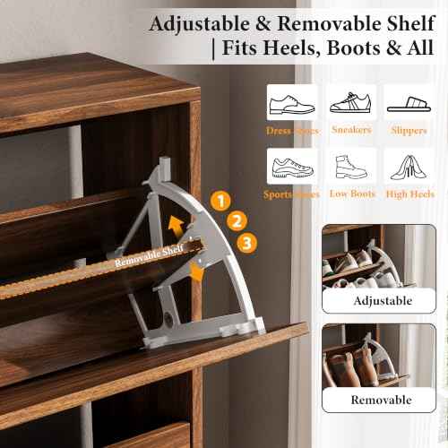 Freestanding Shoe Cabinet for Narrow Entryways