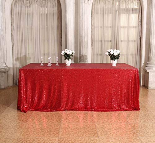 Sequin Tablecloth 90x156 Inch Red for Christmas Wedding Party