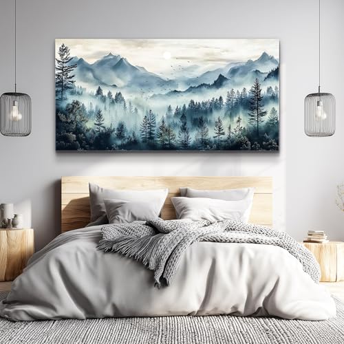 Canvas Wall Art For Living Room Wall Decor For Bedroom Office Wall Decoration Foggy Forest Painting Artwork Room Aesthetic Home Decor 20x40 In