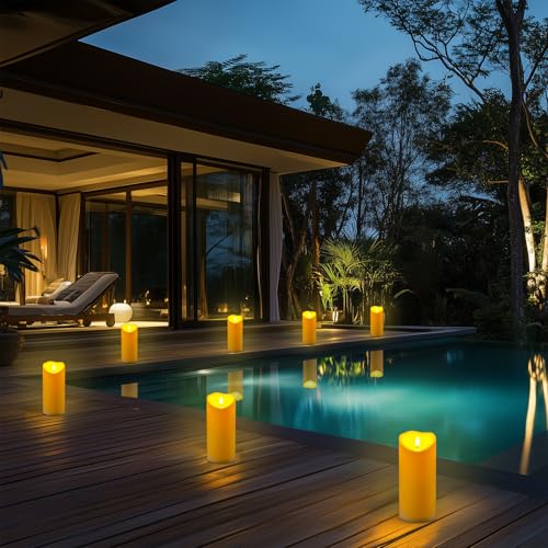 4"x9" Outdoor Waterproof Flameless Candles with Timers and Remote Control (2 Count)