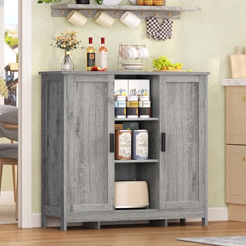 Storage Cabinet with 2 Doors and 4 Adjustable Shelves