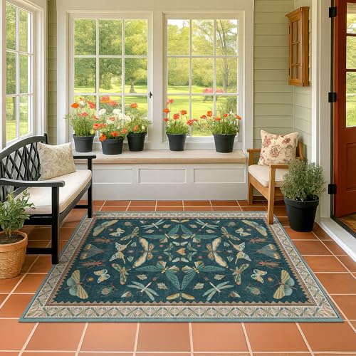 Dark Teal 4x6 Area Rugs for Door Mat Entrance (24 Sq Ft)