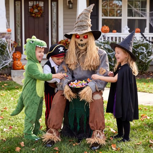 49" Halloween Animatronic Sitting Scarecrow