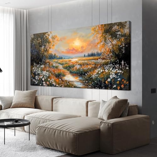 Vintage Wildflower Wall Art Prints for Living Room Nature Wall Art 24"x48"