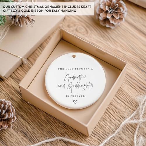 Round Ceramic Porcelain Christmas Tree Ornament Keepsake Collectible Godmother Gift