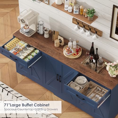 71” Large Sideboard Buffet Cabinet with Storage