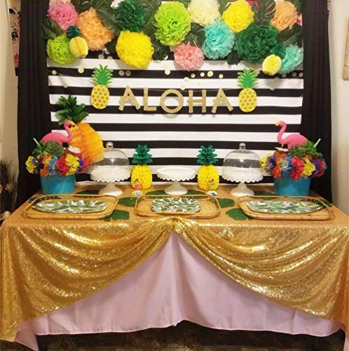 Sequin Tablecloth 90x132 Inch Gold for Wedding Party