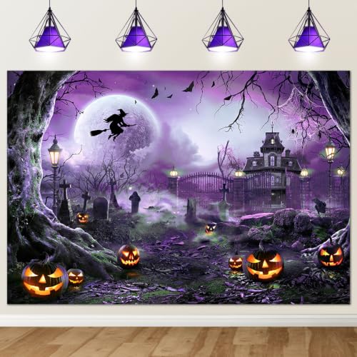 10x8ft Purple Halloween Backdrop Spooky Photography Background