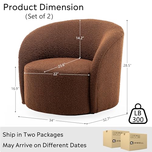 34" W No Assembly Boucle Swivel Barrel Chairs Set of 2 (2 Count)