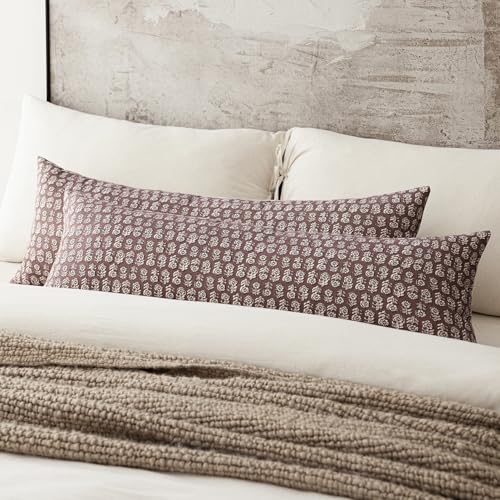 Long Floral Print Lumbar Throw Pillow Covers 14×36 Inch