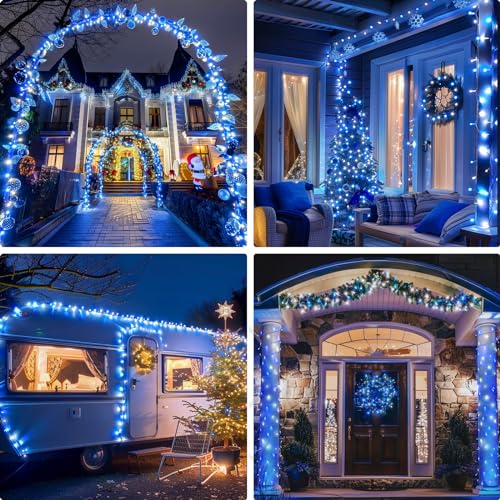 400 LED Blue and White Christmas Lights Indoor Outdoor with Remore (132 Foot)