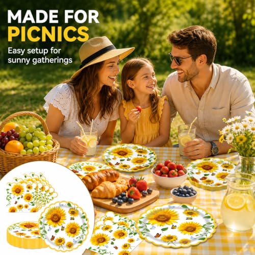 40 Pcs Sunflower Party 9" Dinner Paper Plates and Napkins Sets (40 Count)