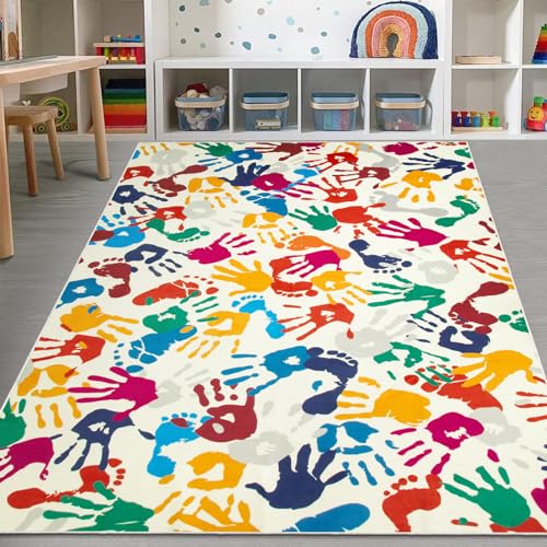 Large Colorful Kids Rug 6x9 Ft