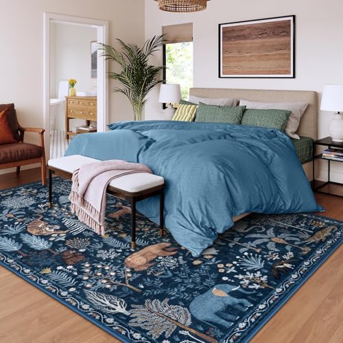 Jungle Print Rugs for Living Room 8x10 Washable Area Rugs for Bedroom